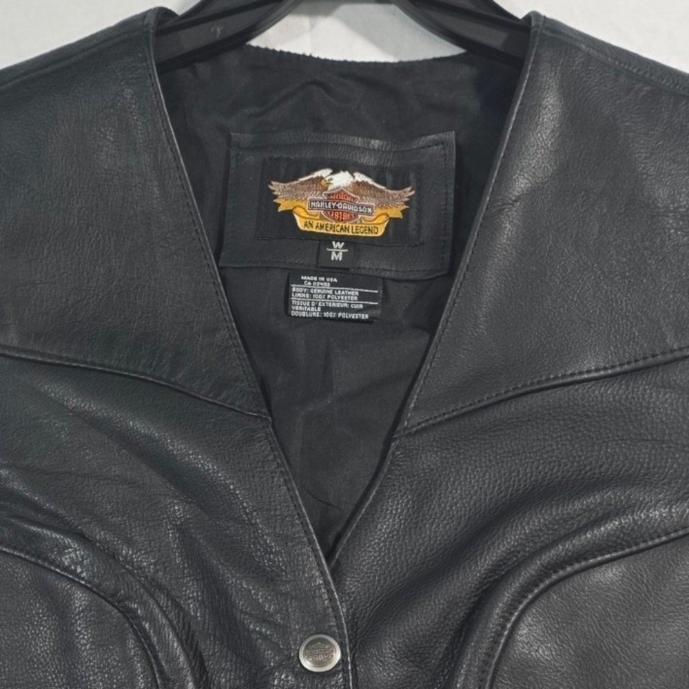 Harley-Davidson Vintage Leather Biker Vest Medium Black Bikercore Americana